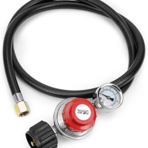 only fire 4Ft 0-30PSI Adjustable Propane Regulator with Tank Gauge QCC-1 Connection Hose for Grills, Turkey Fryers, Burner, Forge, Fire Pit etc