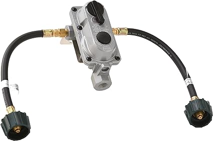Flame King (KT12ACR6a) 2-Stage Auto Changeover LP Propane Gas Regulator With Two 12 Inch Pigtails For RVs, Vans, Trailers
